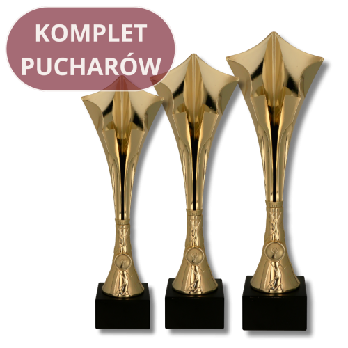 Komplet Złotych Pucharów HAGA 8371 - Ekonomiczne Trofea Plastikowe 