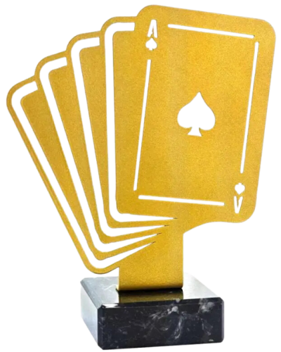 Metalowe Trofeum Ażurowe M-4330 KARTY - Nagroda Turniejowa