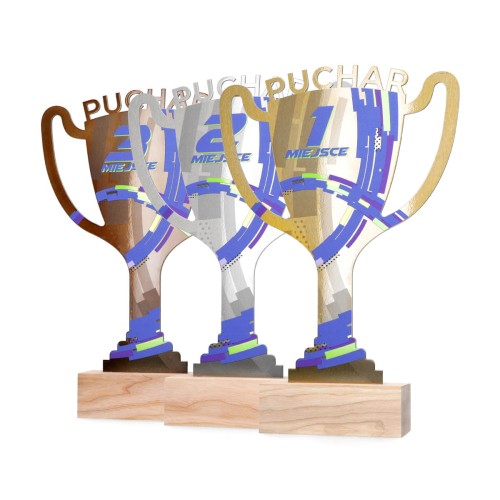 Statuetki Puchary Premium SPO001-1/-2/-3 – Złoto, Srebro, Brąz