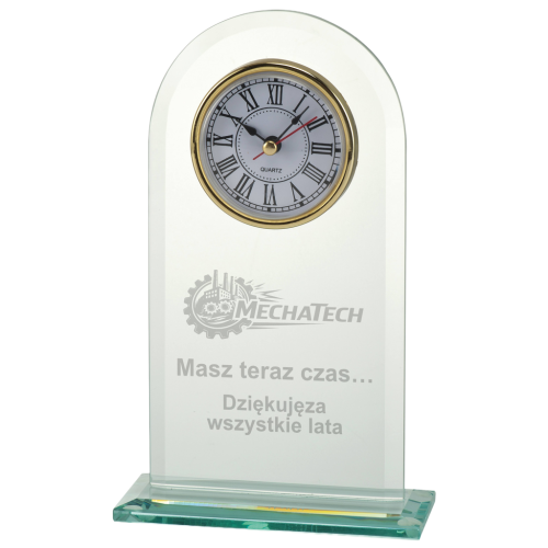 Trofeum Szklane Zegar W540 Statuetki Okolicznościowe 