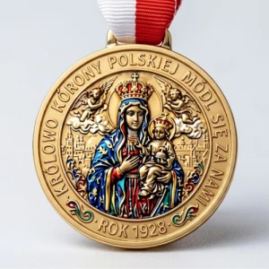 Medal Religijny MAL5 Odlewany, Ręcznie Malowany