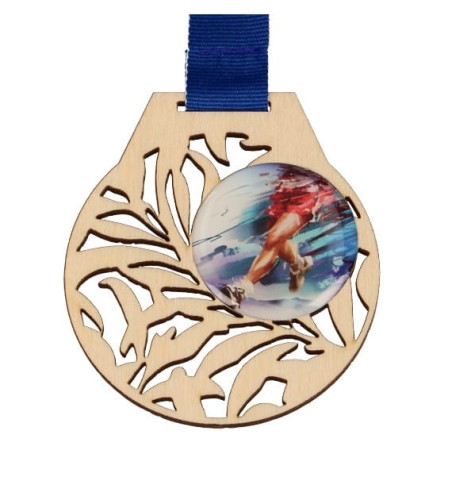 Medal Drewniany Ażurowy z Laminatem MDAL101 - Szkolne Medale dla Dzieci