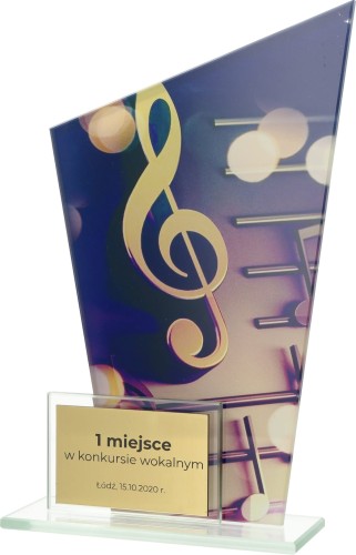 Trofeum Szklane Dual DG1/MUS Statuetka dla Muzyka