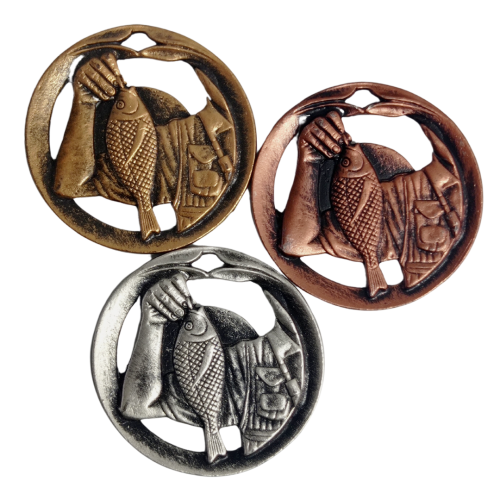 Komplet Medal z Rybą + Wstążka M-RD40  Wędkarstwo
