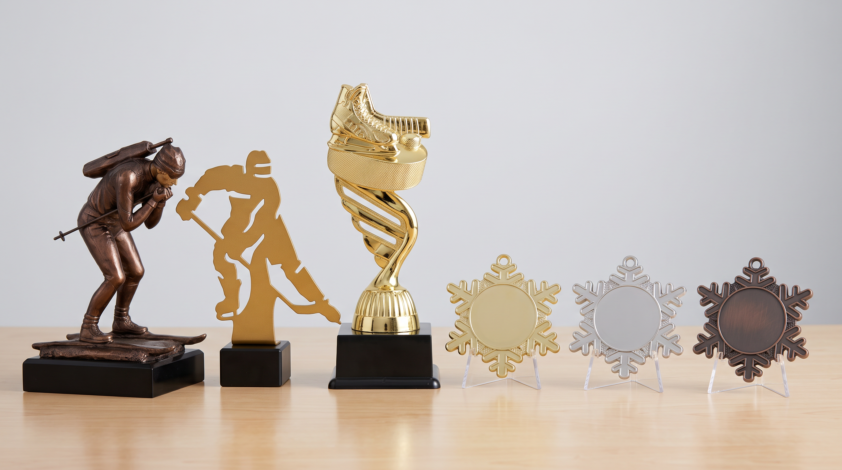 Statuetka narciarza i nagrody sporty zimowe